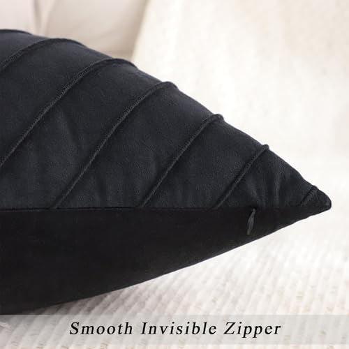 Image of Velvet Throw Pillow Covers 24x24 inch Pack of 2 Gold Decor Black