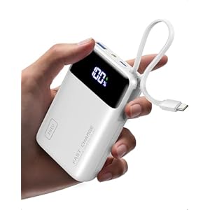 INIU Portable Charger, Small 20000mAh Power Bank with Built-in USB-C, 45W Fast Charging Flight Travel Emergency, for Family Students Women Men Kid Girl Boy White