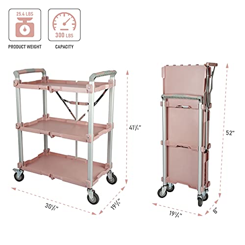 Olympia Tools 89-354 Pack N Roll Collapsible Service Cart, XL, 300LB Capacity, Rose