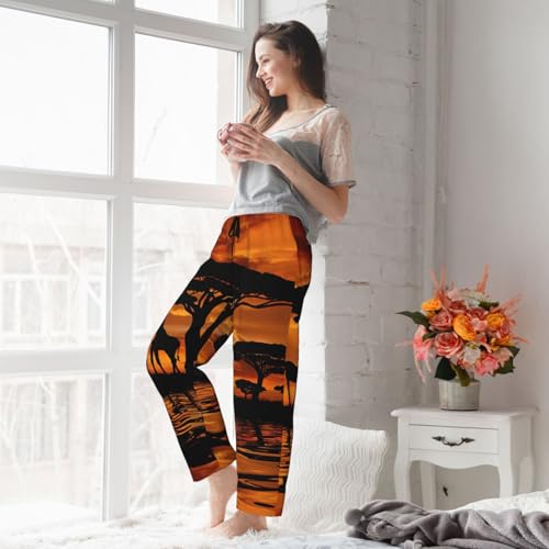 Pantalon de pyjama giraffe pour femme en polyester doux avec poches - 7