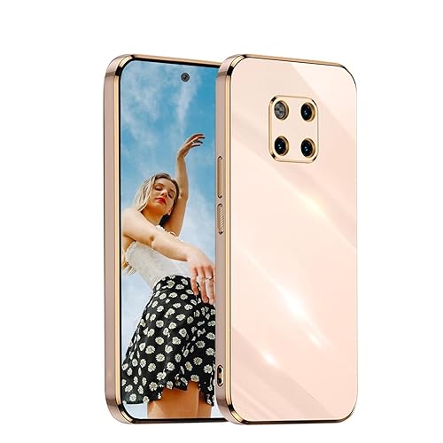 Kaywzo Hülle für Huawei Mate 20 Pro/20 RS,TPU Galvanisiertes Stoßfeste Handyhülle,Glänzend Spiegel Kratzfeste Schutzhülle,Ultra Dünn Silikon Cover Hülle,Rosa