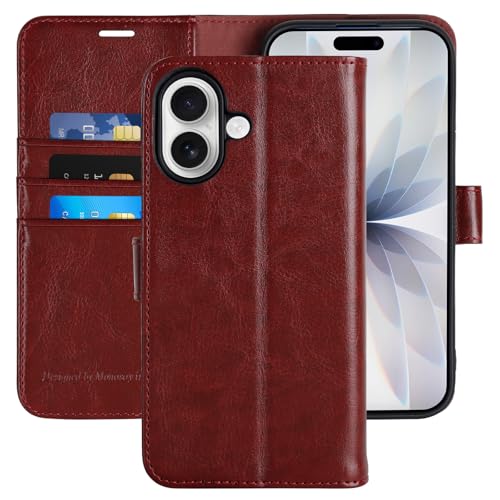 MONASAY Wallet Case for iPhone 17 with 3 Card Holders - Burgundy