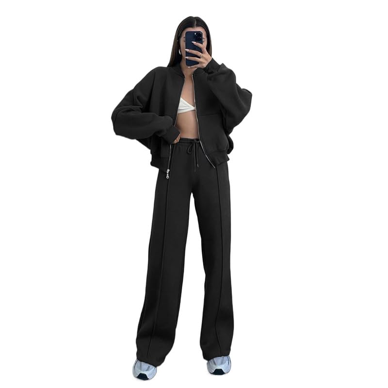 Ensemble survêtement femme veste zippée et pantalon fluide pour un ajustement parfait