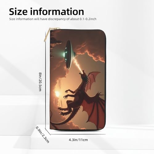 Retro Red Dragon-D Print Wallet Women, Leather Bifold Multi Card Wallet, Long Purse Women's Wallets2