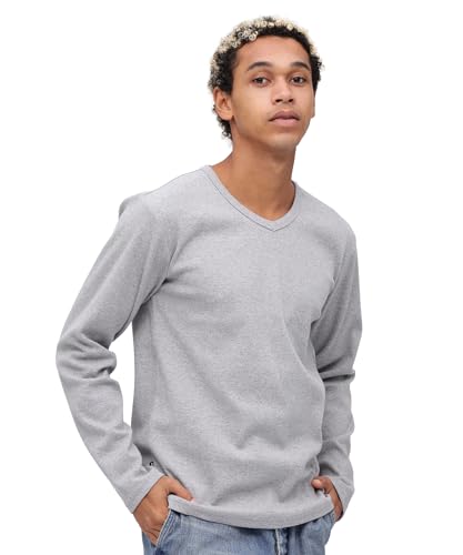 [Avirex] [アヴィレックス] ロンT デイリー Vネック リブTEE (抗菌) (防臭) DAILY RIB V-NECK TEE 6153480 メンズ Lサイズ 014 GREY（Amazon）