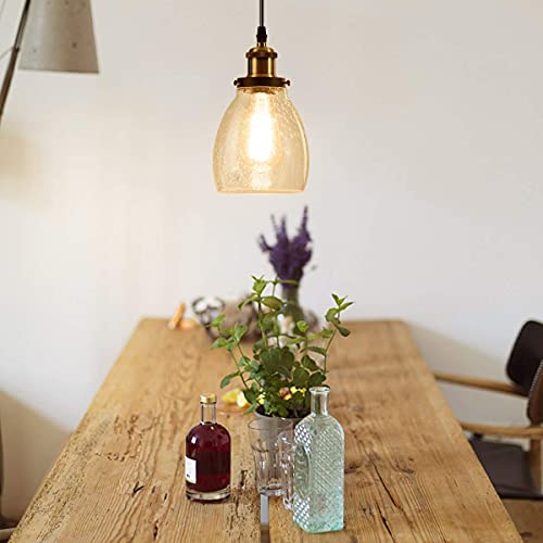 GLADFRESIT Kitchen Mini-Pendant Lights Industrial Hanging Lights Farmhouse Glass Lampshade Lighting Fixture Indoor for Dining Room Island Entryway Loft (Bulb Not Included) (Bronze and Bubble) - Image 6