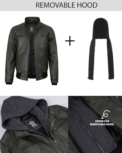 Image of Blingsoul Leather Jacket Men With Detachable Hooded - Real lambskin Leather Jackets For Mens