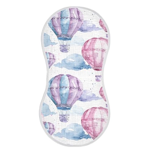 xigua Watercolor Hot Air Balloons Baby Burp Cloths for Newborn Boys and Girls 4 Pack, Soft & Absorbent Cotton Baby Burp Cloth, Baby Washcloths, Newborn Towel, Burp Rags