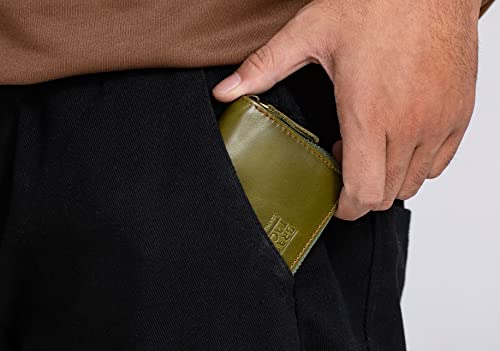 Image of Vintage Full Top Grain Leather Wallet RFID Blocking Multi Card Case with Zipper Pocket Card Holder for Men Women Gift Box