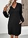 EVALESS Fall Dresses for Women 2025 Fashion V Neck Long Sleeve Summer Mini Dress Solid Casual Beach Vacation Clothes Tshirt Dresses with Pockets Women's Clothing Black Large