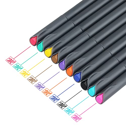 Mylifeunit Colored Pens, 20 Pieces 0.4 Mm Fine Liner Pens Set For Writing, Sketching, Drawing And Journaling, 10 Assorted Colors #TOP1