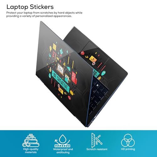 Image of Full Body Laptop Skin Bubble-Free| Laminated| Removable| HD Quality Sticker for Laptops Upto 15.6 Inches Compatible with Hp /Dell /Acer /Lenovo /Asus etc.(Be Creative-219)