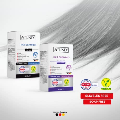 Aclind 10.1 Fl Oz. Hair Loss Shampoo - Shampoo For Thinning Hair And Hair Loss - Hair Growth Shampoo - Hair Loss Shampoo For Women - Hair Thinning Shampoo - German Brand - For All Hair Types - Aclind #TOP1