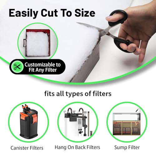 Image of hygger 3 /4'' Thick Aquarium Filter Floss 12 inchx 86 inch Poly Fiber Fish Tank Filter Media Water Polishing Filter Pad for Sump Canister Hang On Back Filter Cut to Size