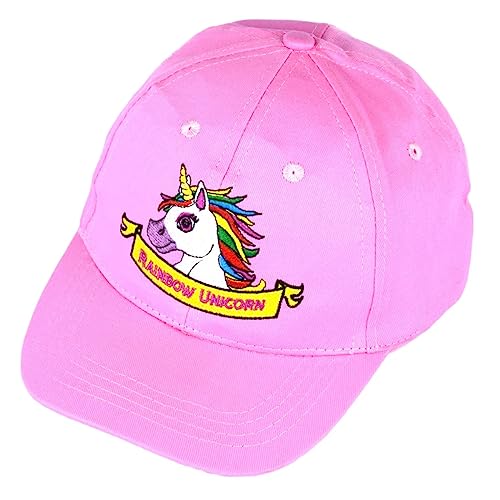 Palgrave Ltd Kids Children Girls Rainbow Unicorn Cap Summer Sun Hat 2-8 Years (Light Pink, 4 to 8 Years)