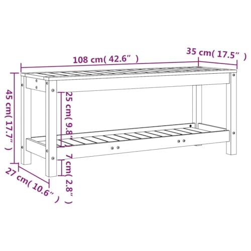 Banco de jardín blanco de madera 108 cm con almacenaje para porche 3