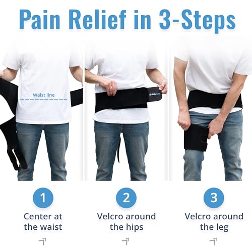 BODYMATE Hip Wrap Brace and Sciatica Pain Relief Devices - Sacroiliac Belt, Compression Wrap for Thigh, Hamstring, Joints, Hip Pain - Adjustable Sciatic Nerve Brace (Small, Less Than 32 Inches)