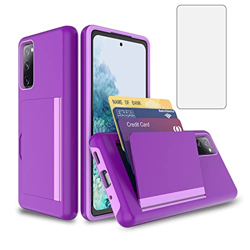 Asuwish Phone Case for Samsung Galaxy S22 5G with Tempered Glass Screen Protector Cover and Credit Card Holder Stand Slim Hybrid Mobile Kickstand Cell Accessories Gaxaly S 22 22S G5 Women Men Purple