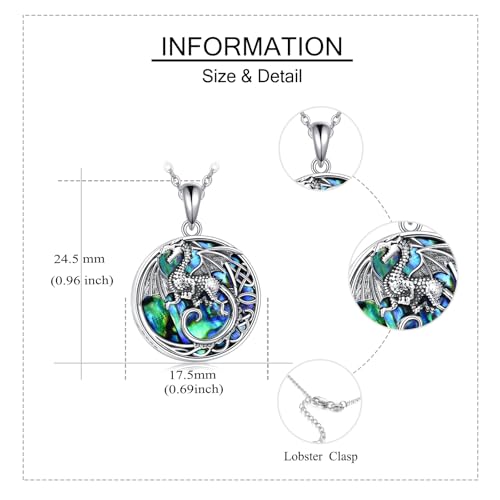 ONEFINITY Dragon Urn Necklace for Ashes Sterling Silver Dragon Cremation Jewelry for Ashes Abalone Shell Dragon Memory Jewelry for Women Men4