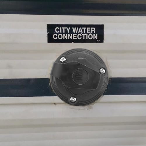 Image of RV City Water Inlet with Check Valve, RV Water Fill Inlet 3 /4 NH Female to 1 /2 NPT Male Black Flange, City Water Inlet for Camper RV Trailer Motorhome Marine