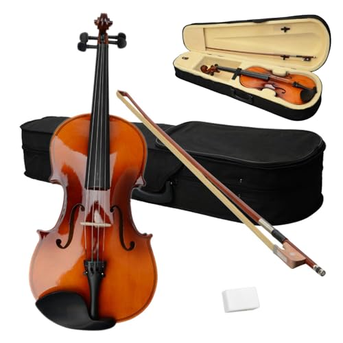 Ktaxon 16-Inch Wooden Acoustic Viola set for Adults and Beginners, Solid Vintage-Inspired Handmade Wooden Violas with Case, Bow, Rosin, and Four Fine Tuners, Full Size Viola Instrument, Brown