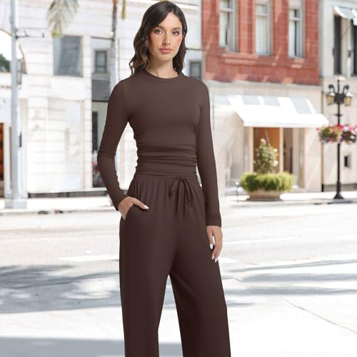 2 Piece Lounge Sets for Women Fall Outfits Long Sleeve Wide Leg Tracksuits Womens Casual Loungewear Two Pcs Matching Set4