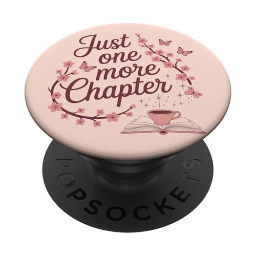 Just One More Chapter Book Lover Bookish Reading Pink PopSockets PopGrip Adhésif