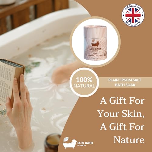 Image of Eco Bath London Plain Unscented Epsom Salt Bath Soak - Tube 8.8 oz (250 g), Made in UK, Pure Magnesium Bath Salt