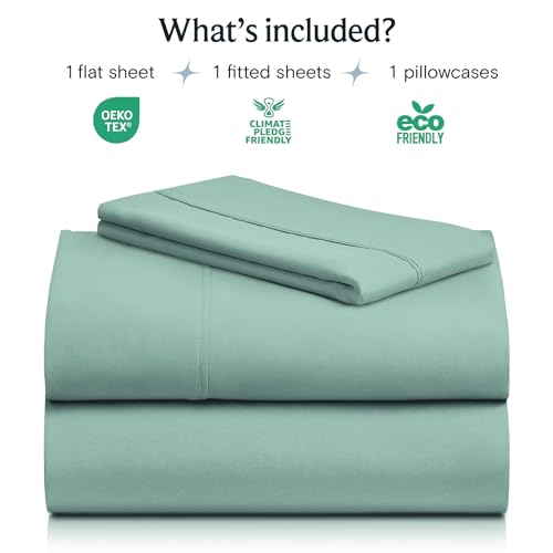 Image of LuxClub 3 PC Sheet Bed Sheets Deep Pockets 18 inch Eco Friendly Wrinkle Free-Kids-Fitted Sheets Machine Washable Hotel Bedding Silky Soft - Light Teal Twin