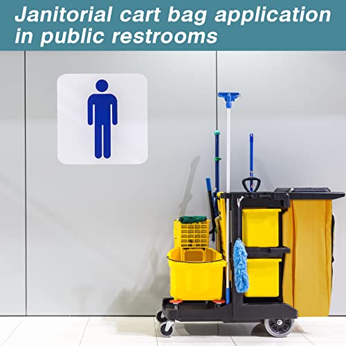 Image of Meanplan 1 Pack Cleaning Cart Bag Zippered Front Replacement Janitorial Cart Thick Bag Large Capacity Commercial Cleaning Bags for Housekeeping Carts, Yellow (33 x 16.8 x 10.5 Inch)