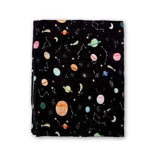Image of Loulou Lollipop Muslin Swaddle Blanket for Baby Boy & Baby Girl - Soft Breathable Muslin Wrap, 47 inchx47 inch Receiving Blanket for Newborn & Toddler - Planets