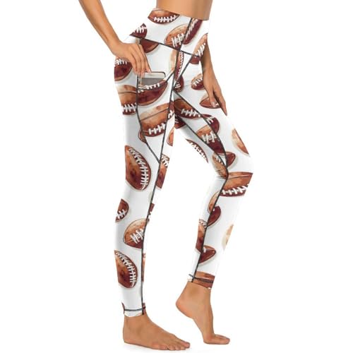 Legging imprimé football pour le yoga et le sport quotidien avec poches