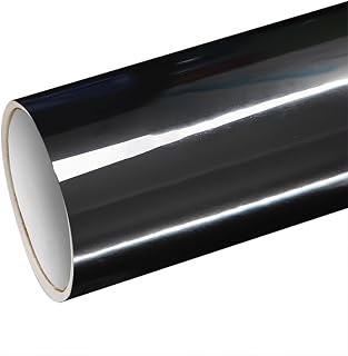 Chrome Black Vinyl Wrap Glossy Mirror Finish Car Wrap with Air Release Technology, DIY High Gloss Auto Vinyl Film for Vehicle, Motorcycle, Interior Trim 1.5FT X 10FT