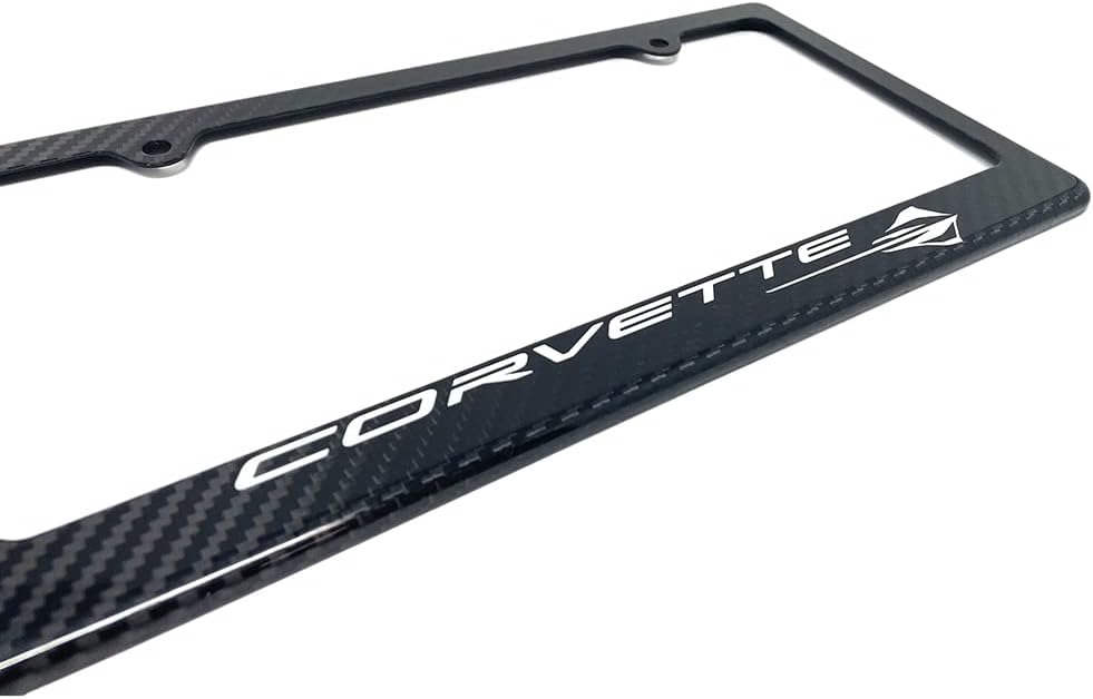 C8 Corvette Carbon Fiber License Plate Frame for All Next Generation 2020-2026 Stingray, Z51, Z06, E-Ray Corvettes (Corvette Stingray)
