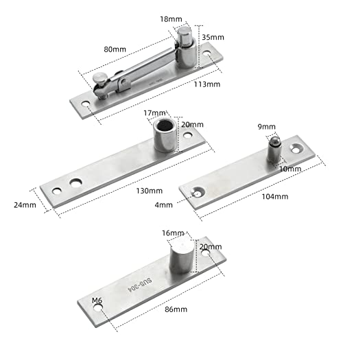 Home Master Hardware Pivot Hinges 2 Pack, Heavy Duty Stainless Steel Hidden Door Hinges, 360 Degree Shaft Pivot Hinge Center Hung System For Wooden Doors #TOP5