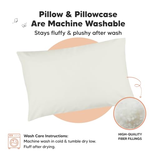 Image of Toddler Pillow with Pillowcase, 13x18 My Little Dreamy Pillow (Pearl Gray) | Kids Travel Bed Pillow for Sleep, Organic Cotton Small Pillowcase, Soft, Breathable, Machine Washable, Toddlers 2-5 years old