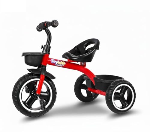 Image of Tricycle for Kids | 3-Wheel Baby Bike | Safety Harness, Storage Basket | Toddler Trike for Boys & Girls, First Bike for Kids (Red)