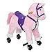 Peach Tree Kids Plush Toy Rocking Horse Walking Toddler Riding Toy Animal Rocker Pink Pony Ride on Plush with Wheels & Sound, Pink
