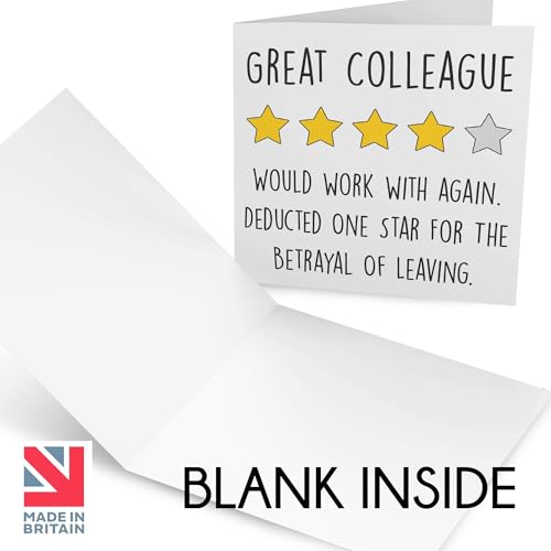 Funny Leaving Card for Colleague – Great Coworker Goodbye Greeting – Blank Inside Humorous Office Farewell – 150mm Square – Made in Britain – Includes Envelope – Work Leaving Cards for Men & Women - Image 2
