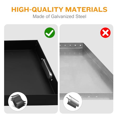 MYFIREPLACEDIRECT 2 Piece Adjustable Ash Tray Pan | Expandable Fireplace Pan With Handles for Up to 31\" Grate, Rectangle Galvanized Steel Sturdy Tray, Black - Thumbnail 4