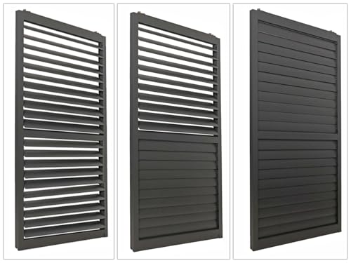4er-Set Aluminium Schiebetür für Pergola HWC-L46, Terrassenüberdachung, Lamellenpaneel Modul, 206x369cm - anthrazit