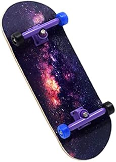 Complete Fingerboard Galaxy Edition - Premium, Heat Transfer Graphic - Pro Shape & Size - Bearing Wheels, Pro Trucks, 61A Pro Duro Bushings - 34mm x 97mm Deck - Teak Tuning