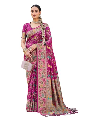 Image of SWORNOF Women's Kanjivaram Soft Silk Banarasi Sarees With Unstiched Blouse Piece