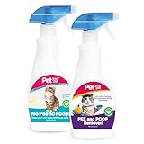 PET YOUR PET No Pee No Poop Cat Training Spray and Pee & Poop Remover Bundle – Cat Potty Training & All-in-One Cleaning Solutions, 16 Fl Oz