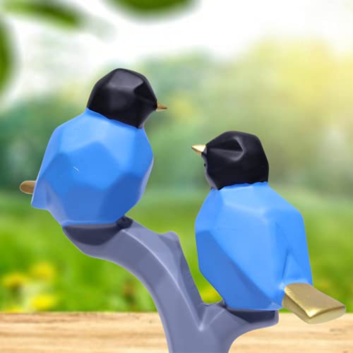 Image of AUGEN Polyresin Birds Blue Idol Statue Showpiece for Home Decor Decoration and Gifting (1 Piece, 9816A)