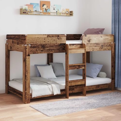 vidaXL Cama Litera para Niños con colchón Madera Vieja 90 x 200 cm, Cama literas Moderna para niños, Ahorra Espacio, diseño Elegante, Mueble Funcional, ¡Dormitorio de Dos Niveles - imagen 2