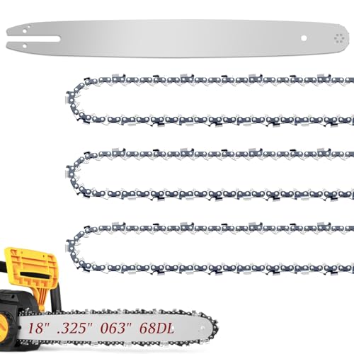 18 Inch Chainsaw Bar and Chain Combo Fit Stihl .063 Gauge .325 Pitch 68 Drive Links Replacement Chains Fit Stihl 021 023 025 MS250 MS361 MS230 MS210 26RS 68 for Oregon L68 (3 Chains+ 1 Bar)