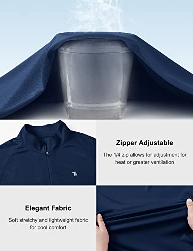 Tbmpoy Men's 1/4 Zip Pullover Upf 50+ Sun Protection Long Sleeve Shirts Lightweight Athletic Rash Guard Swimming Shirt Tops Navy S #TOP3