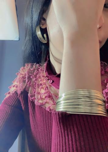 Image of Touchstone Indian Bollywood Desire Brass Base Exotic Workmanship Free Size Cuff Bracelet in Antique Gold Or White Or Copper Tone for Women.