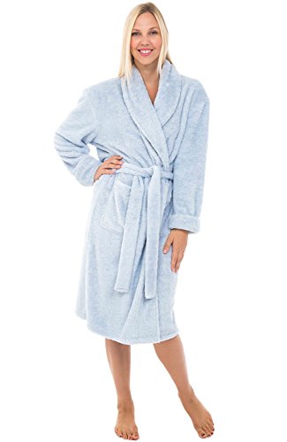 Alexander Del Rossa Women's Plush Fleece Robe, Warm Shaggy Bathrobe, Small Medium Two